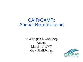 CAIR/CAMR: Annual Reconciliation