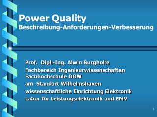power quality beschreibung anforderungen verbesserung