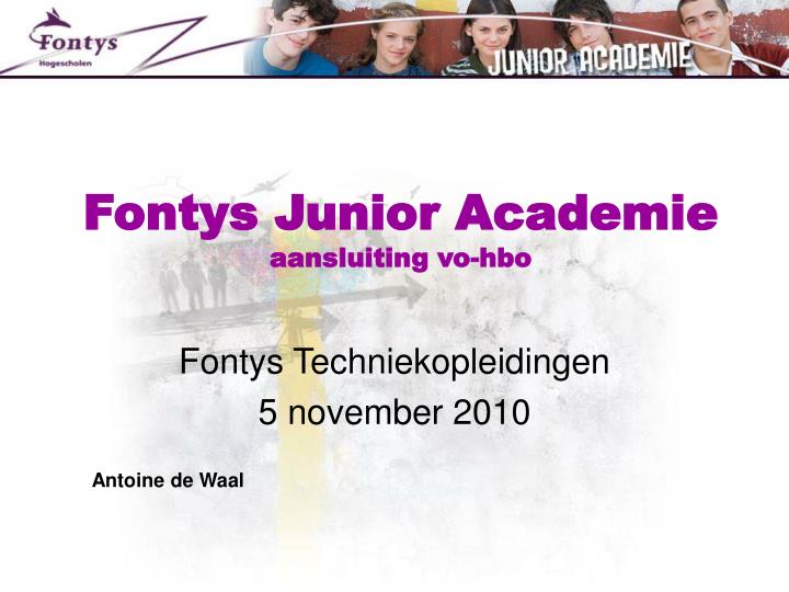 fontys junior academie aansluiting vo hbo