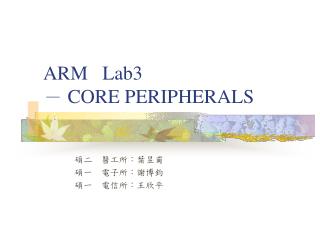 ARM Lab3 ? CORE PERIPHERALS