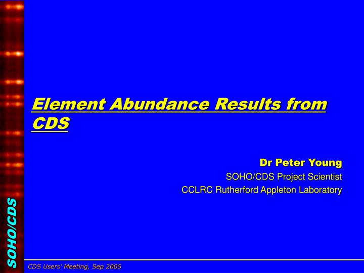 element abundance results from cds