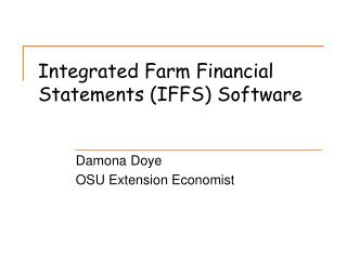 Integrated Farm Financial Statements (IFFS) Software
