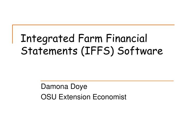 integrated farm financial statements iffs software