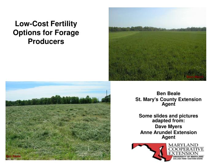 low cost fertility options for forage producers