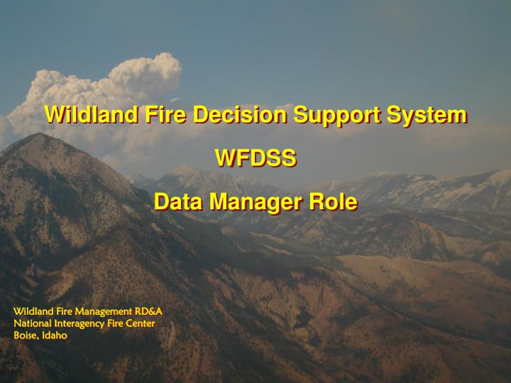 wildland fire decision support system wfdss data manager role