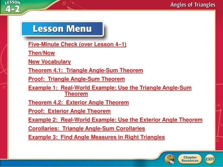 lesson menu