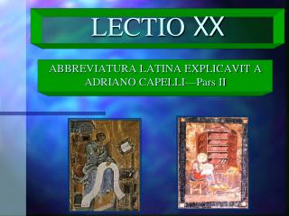 LECTIO XX