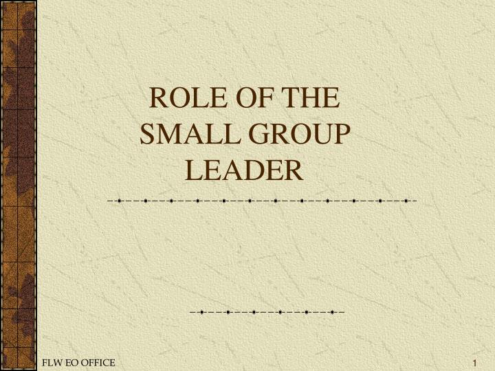 role of the small group leader