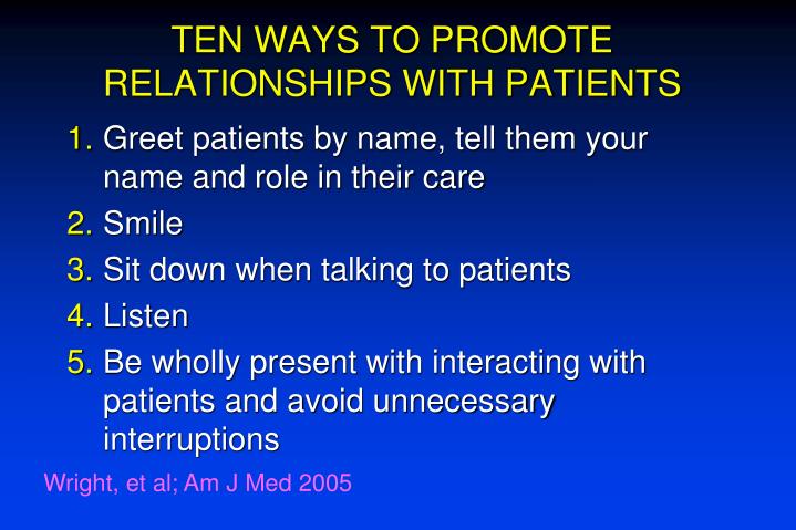 ten ways to promote relationships with patients