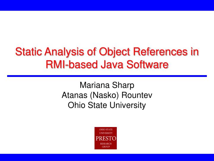 static analysis of object references in rmi based java software