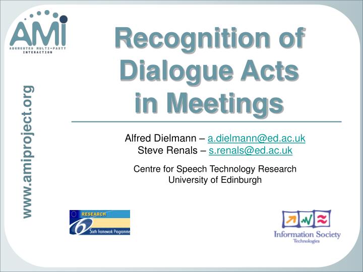 recognition of dialogue acts in meetings