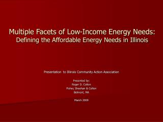 Multiple Facets of Low-Income Energy Needs: Defining the Affordable Energy Needs in Illinois