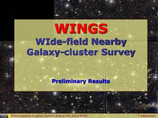 WINGS WIde-field Nearby Galaxy-cluster Survey Preliminary Results