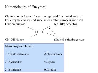 Nomenclature of Enzymes