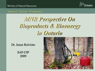 MNR Perspective On Bioproducts &amp; Bioenergy in Ontario