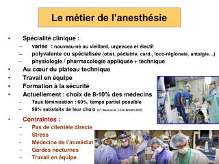 le m tier de l anesth sie