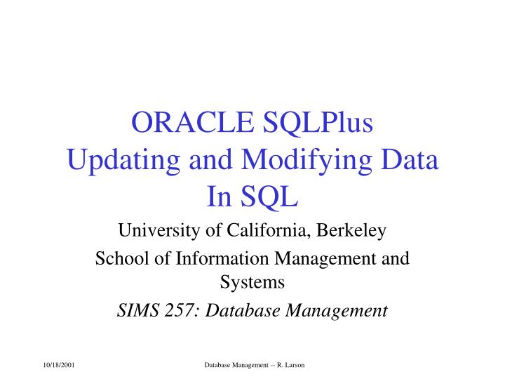 oracle sqlplus updating and modifying data in sql