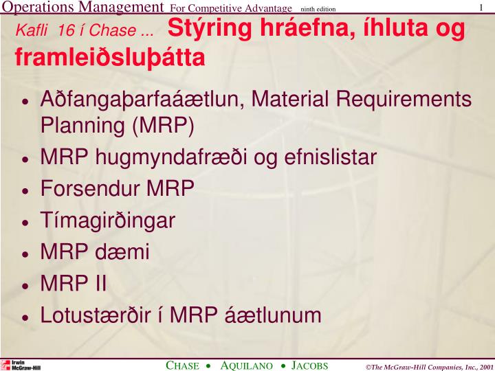 kafli 16 chase st ring hr efna hluta og framlei slu tta