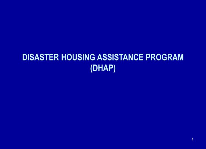 disaster housing assistance program dhap