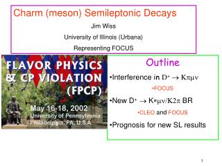 Charm (meson) Semileptonic Decays Jim Wiss University of Illinois (Urbana) Representing FOCUS