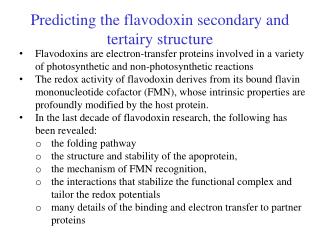 Predicting the flavodoxin secondary and tertairy structure