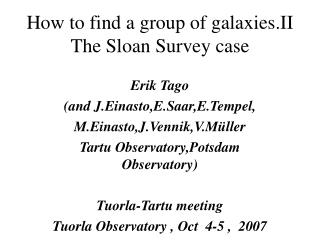 How to find a group of galaxies.II The Sloan Survey case