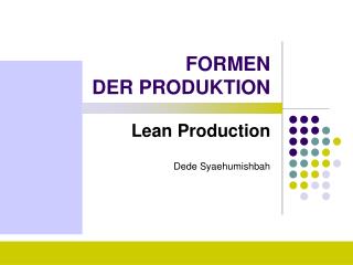 formen der produktion