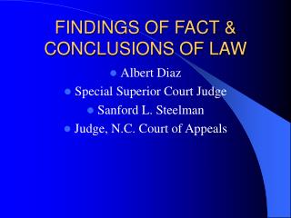 FINDINGS OF FACT &amp; CONCLUSIONS OF LAW