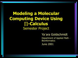 Modeling a Molecular Computing Device Using ?-Calculus Semester Project
