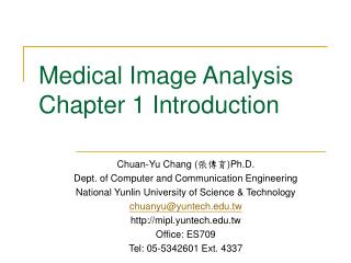 Medical Image Analysis Chapter 1 Introduction