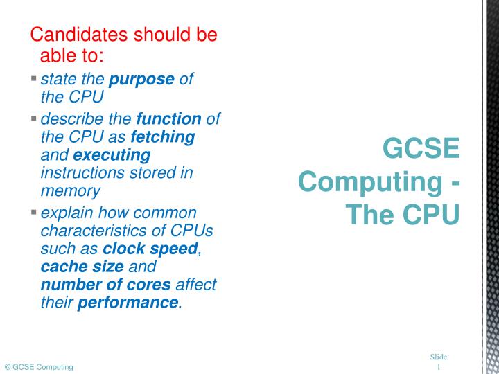 gcse computing the cpu