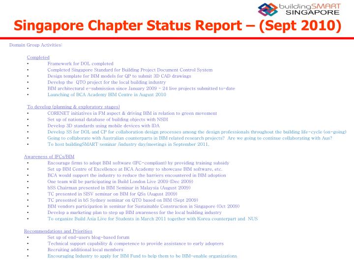 singapore chapter status report sept 2010