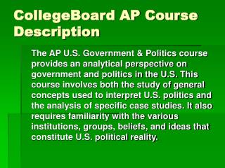 CollegeBoard AP Course Description