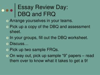 Essay Review Day: DBQ and FRQ