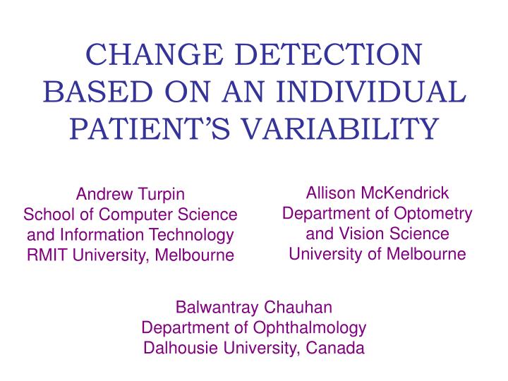 change detection based on an individual patient s variability