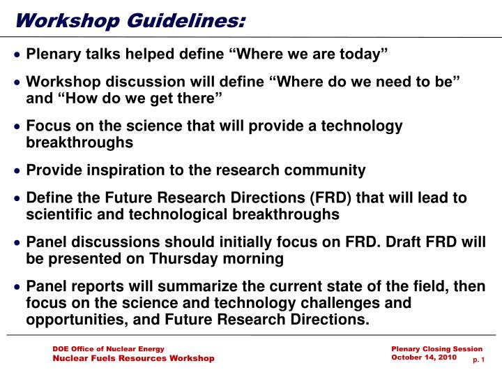 workshop guidelines