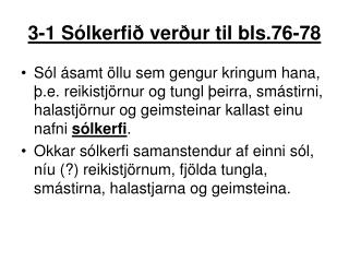 3-1 Sólkerfið verður til bls.76-78
