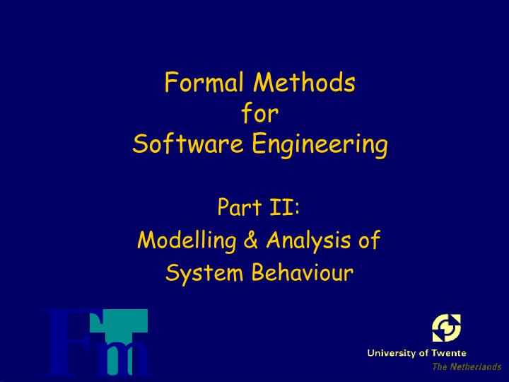 formal methods for software engineering