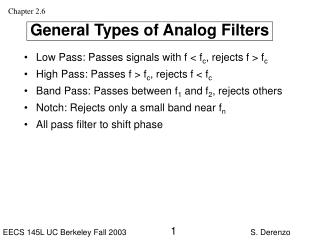 General Types of Analog Filters