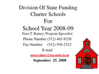 Division Of State Funding Charter Schools For School Year 2008-09