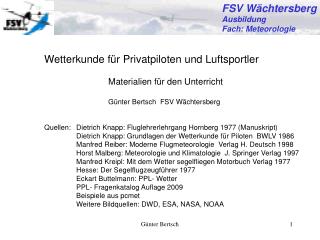 FSV Wächtersberg Ausbildung Fach: Meteorologie