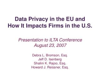 Data Privacy in the EU and How It Impacts Firms in the U.S.