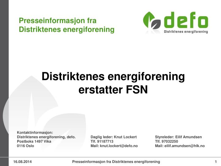 distriktenes energiforening erstatter fsn