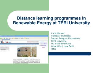 Distance learning programmes in Renewable Energy at TERI University