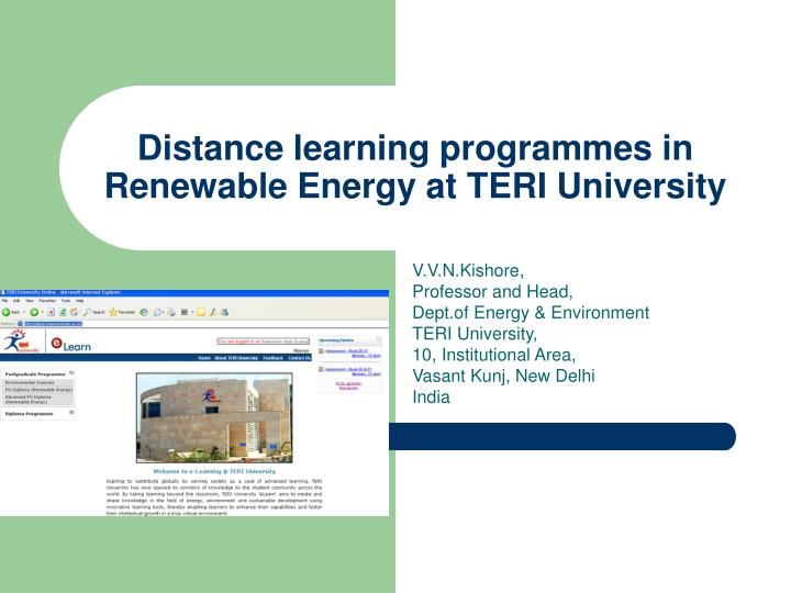 distance learning programmes in renewable energy at teri university