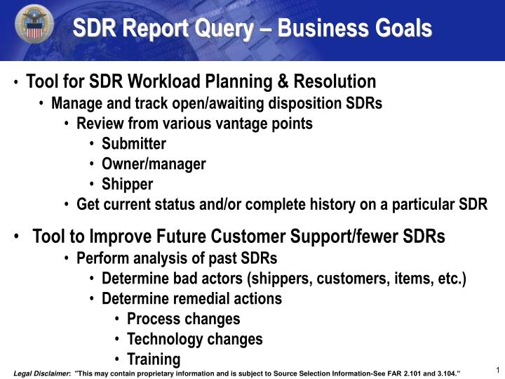 sdr report query business goals