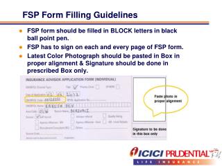 FSP Form Filling Guidelines