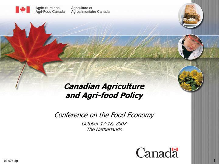 canadian agriculture and agri food policy