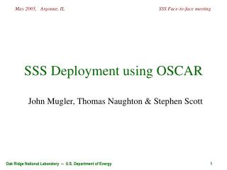 SSS Deployment using OSCAR