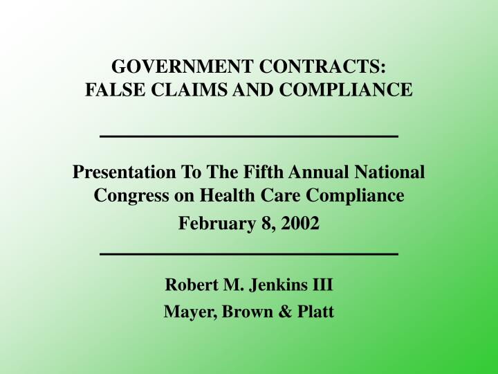 government contracts false claims and compliance